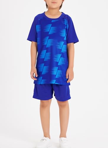 Image of DANI CHINS Boys Loose Active Short-Sleeve Shirts Sports Jerseys and Athletic Mesh Shorts Set