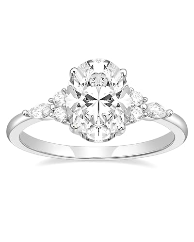 TIGRADE 3CT Engagement Ring Oval Cut Cubic Zirconia Marquise Round CZ Eternity Wedding Band for...