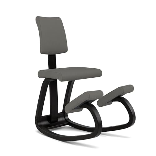Varier Variable Plus Silla Ergonómica de Rodillas con Respaldo Negro/Gris – Silla de Oficina con Diseño Escandinavo, Postura Activa y Comodidad – Garantía de 10 Años