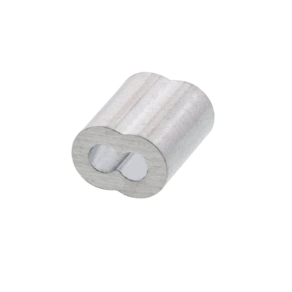 Crimpatura a doppio foro in alluminio per funi metalliche, 3,0 mm, confezione da 10 pezzi - manicotti a crimpare resistenti per cavi metallici, multiplo