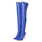  GIARO ARABELLA Premium Stiefel für Damen - elegante High-Heels - Kniestiefel mit hohem Absatz - Damenstiefel - Stöckelschuhe für Frauen - erhältlich in 15 Farben (Blau, numeric_43)