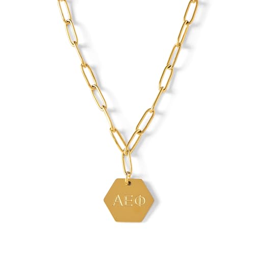 Collier Alpha Epsilon Phi or 18 carats maille trombone femme