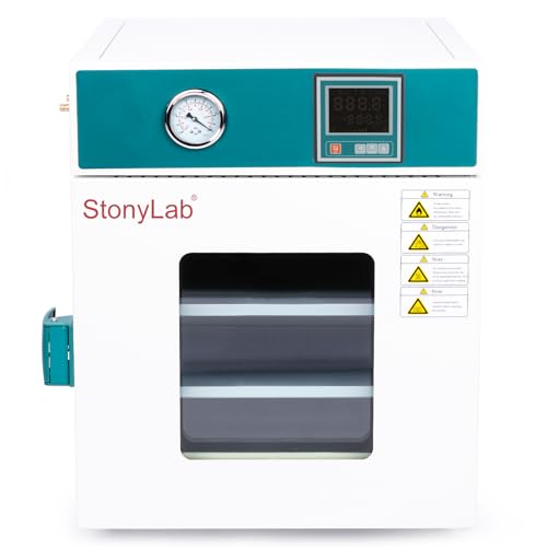stonylab Vakuumtrocknungsofen, 24l/0,9 cu ft Labortrocknungs-und Heizofen mit Vakuummeter und Digitaler Steuerung, Vacuum Drying Oven, 220V/RT+10-250℃, Edelstahl