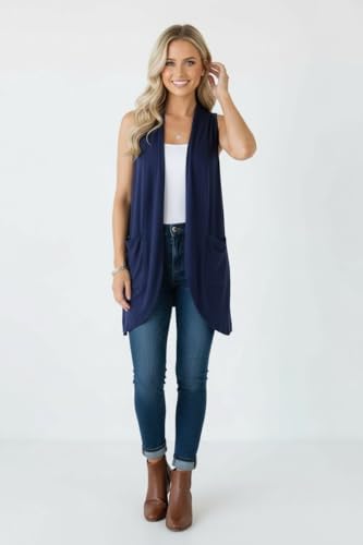 Image of ToBeInStyle Womens Open Front Casual Shrug Lightweight Layering Cardigan Sleeveless or Short Sleeve