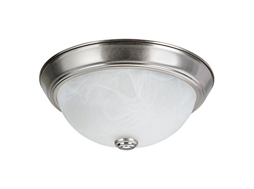 Aspen Creative 63013-1 Two-Light Flush Mount In Brushed Nickel with White Alabaster Glass Shade,11" DIAMETER #1