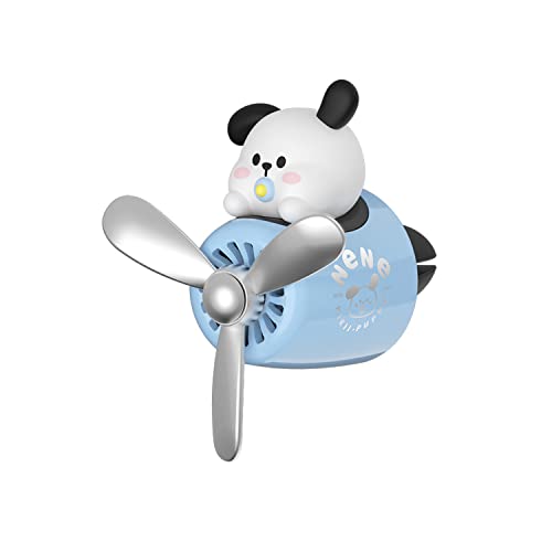 Image of Car fragrance diffuser pilot car air outlet fragrance diffuser cartoon rotating fan leaf car perfume cute cartoon shape car perfume air freshener with 2 fragrances (dog)