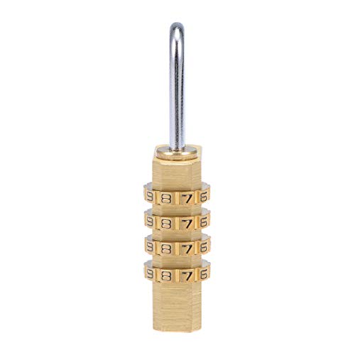 Image of uxcell 4 Digit Combination Padlock Brass Lock 3mm Shackle Dia 21mm Body Width Weatherproof Fence Gate Gym Locker Lock for Travel Outdoor