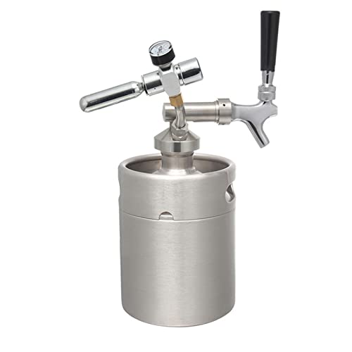YJSG Portable Draft Keg System Stainless Steel Keg Mini Keg Draft System Stainless Steel Portable Mini Keg Dispenser Pressure Regulator Craft Beer Draft Home brew,2L 67 OZ