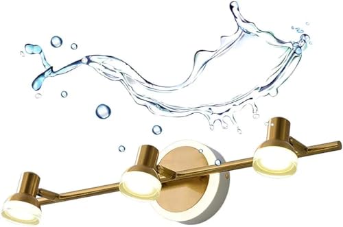 Image of Glowave Classic Metal Golden 3 LED Light with Adjustabe Head Mirror /Vanity /Bathroom /Picture Light - Tricolour (Warm White, White, Natural White)
