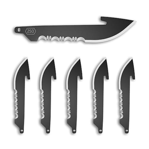 Outdoor Edge 2.5" Drop-Point with Serrations Blade Pack (Black, 6 Blades), Compatibilty Blade Code 250