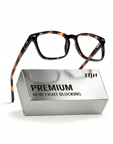 Image of TIJN Premium Blue Light Blocking Glasses for Women Men Computer Gaming Use | Square TR90 Frame Nerd Eyeglasses Anti Blue Ray with Red, Orange, Clear Lens for Computer, Phone, TV and Evening Screen Use