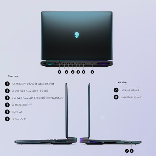 Image of Alienware 18 Area-51 Gaming Laptop | NVIDIA GeForce RTX 5080 16 GB GDDR7 | Intel Ultra 9 275HX (24-Core) | 18 inch QHD+ 300Hz Display | Backlit KB | Windows 11 Pro | Wi-Fi 7 | 64GB DDR5, 8 TB SSD