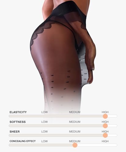 Sheer Tights for Women, Rip Resistant Pantyhose, 30D Pantyhose, Polka - Dot High Waist Compression Nylons4