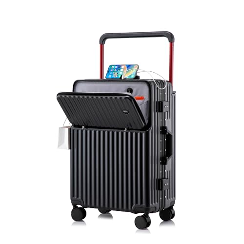 20-Inch Spinner Luggage with USB Port Black