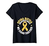spina bifida images photos Spina Bifida Fighter Femme Mois de Sensibilisation au Spina Bifida Juin Jaune Spina Bifida T-Shirt avec Col en V