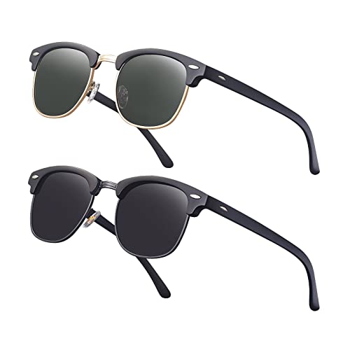 Classic Semi Rimless Polarized Sunglasses for Men Women Half Frame Retro Driving Sun Glasses NP1006