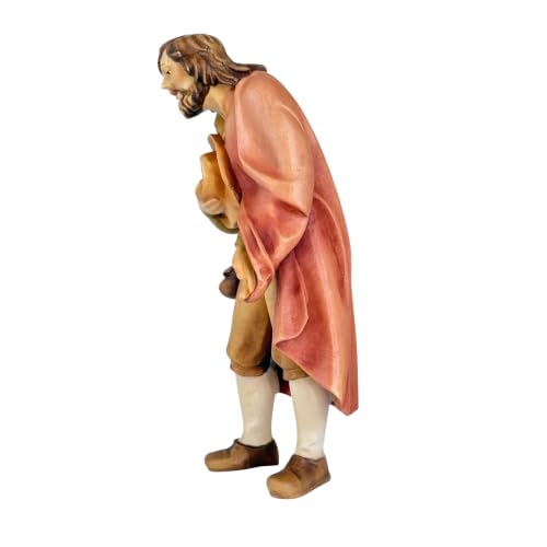 Berger de crèche 13 cm en bois peint pour décoration de Noël chaleureuse - 5