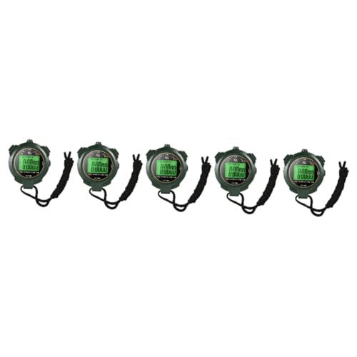 SUPVOX 5 Piezas cronógrafo Mini Solar Reloj de los Corredores árbitro enchufar Voltear Reloj de Arena Temporizador cronómetro Athletic portàtils Timer Relojes Reloj electronico AbS Green