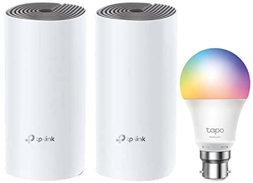 Image of TP-link Deco M4(2-Pack) Dual Band WiFi Mesh AC1200 Smart Router and Free Color tp-link Tapo Smart WiFi Bulb Tapo L530B 8.7W