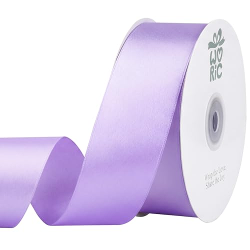Image of woric Light Purple Ribbon 1 1 /2 Inch 50 Yards Solid Fabric Lavender Satin Ribbon for Flower Bouquet Gift Wrapping Wedding Party Vase Decorations
