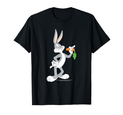 Looney Tunes Bugs Bunny a comer uma cenoura t-shirt, Preto, S