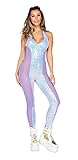 Roma Costume Sheer Mesh And Sequin Haltered Catsuit Lingerie, Lavanda, M Donna