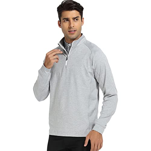 DEOLAX Mens Quarter Zip Pullover Solid 1/4 Zip Pullover Mens Athletic Long Sleeve Sweatshirt Mock Neck Golf Shirts for Men3