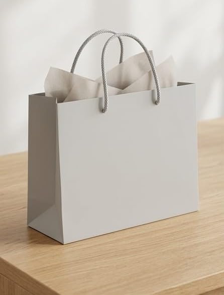 PaperAura Gift Bags – Premium Party Favor Bags, 8.5 x 2.5 x 5.5 Inches – Perfect for Birthdays, Weddings, Holidays, and Special Occasions (White, Pack of 20)