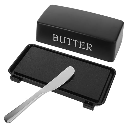 Sewroro Burriera con Coperchio a Clip e Coltello Contenitore Ermetico per Burro da Banco in Plastica Resistente Portaburro Compatto per Frigorifero e Cucina Vassoio Vintage per