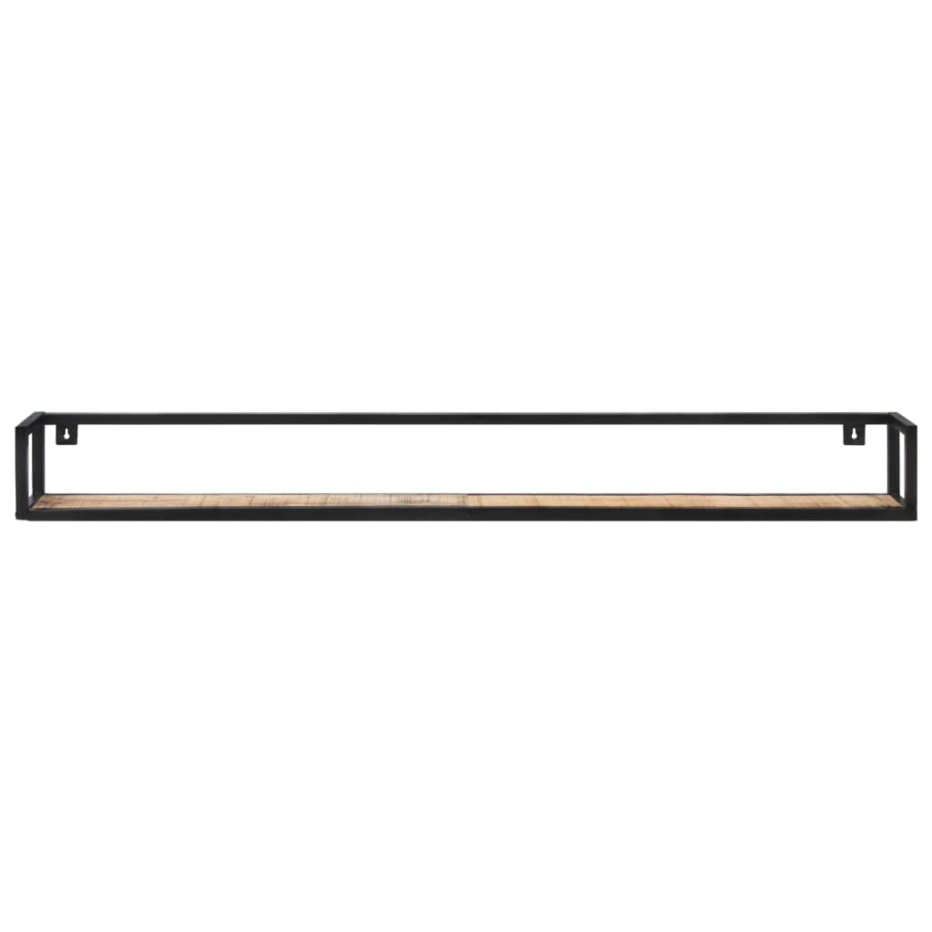 Juego de 2 estanterías de pared de 160 cm, estantes flotantes de madera y hierro en estilo industrial, robusto tablero de pared de madera de mango, madera maciza para salón, cocina y pasillo