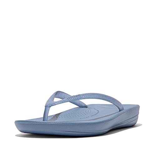 Image of FitFlop Womens iQushion Rubber Flip-Flops with Contoured Footbed for Walking, Lightweight Ergonomic Flip Flop Sandals with Arch Support and Foot Impact Pillows