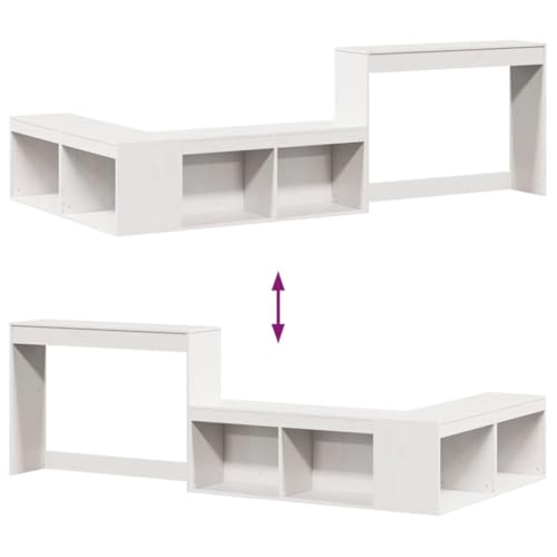 Meuble de rangement multifonction avec compartiments et tiroirs en pin blanc 232x122 cm - 8