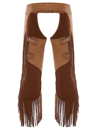 Men's Western Cowboy Chaps Open Crotch Fringe Assless Western Motorcycle Chaps Pants2