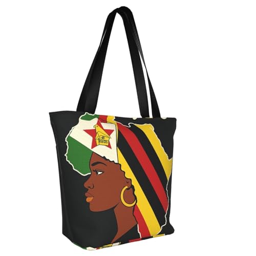 Map outline of Zimbabwe Print Lightweight Shoulder Bag Summer Outings Tote Bags Travel Hiking Work Casual Use2