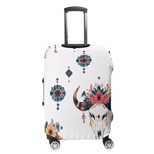 Bulls Skull Luggage Cover Suitcase Protector Travel Baggage Covers for Men Women XL4