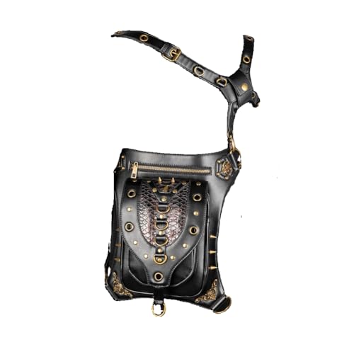 Sac banane punk imperméable BaronHong en cuir synthétique avec rivets métalliques