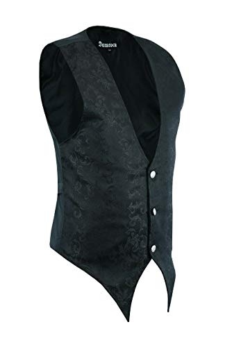 Darkrock Gothic Rock Men's Victorian Single Breasted Brocade Vest Regency Waistcoat