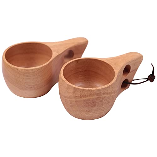 Ocnvlia 2 tazas de madera hechas a mano de estilo nórdico finlandés tradicional al aire libre 200 ml tazas de vino de madera elefante tazas de café para regalos