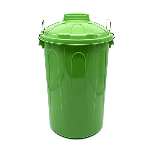 CABLEPELADO Cubo de Basura con tapa, Cubo basura Industrial, Cubo basura Plástico con asas metálicas, Contenedor residuos, 78 cm alto x 48.5 cm Diámetro superior, Capacidad 100 Litros, Verde