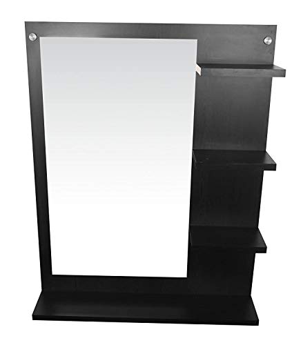 Image of Dime Store Wall Mirror with Shelf for Living Room Bedroom Dressing Mirror for Wall Decor (Brown) (Black)