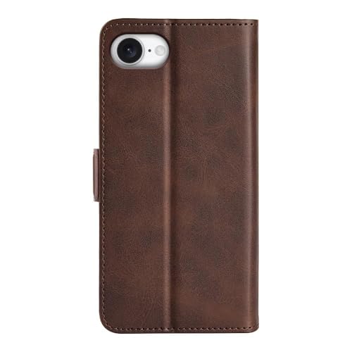 Image of Havilah for iPhone 16e Dual-Side Magnetic Buckle Horizontal Flip Faux Leather Phone Case iPhone 16e Case Cover(Brown)