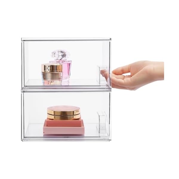 Vtopmart 2 Stück Schubladen Organizer, Transparent Badezimmer Organizer mit 16 Rutschfeste Matte, Schminktisch Organizer für Badezimmer, Schminktisch, Unter Waschbecken – Bild 7