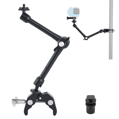 OTraki 11 Zoll Verstellbarer magischer Arm mit Superklemme Cold Shoe 1/4 Gewinde Handy/Action Cam Halterung Adapter Monitor Halterung mit Kaltschuhhalterung für Blitz/LED-Licht/Mikrofon/Monitor