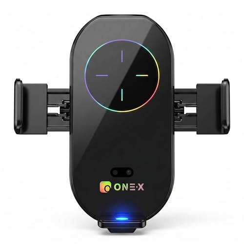 Suporte Veicular para Celular com Carregador por Indução Rápido 15W, Abertura Automática por Sensor Infravermelho, Fixador para Ar Condicionado, Compatível com iPhone e Samsung
