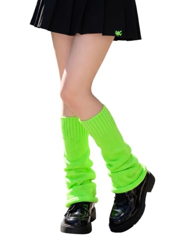 Image of WODECASA Girls Kawaii Leg Warmers Knitted Flared Leg Sleeves Goth Crochet Baggy Cuff Ankle Heap Socks