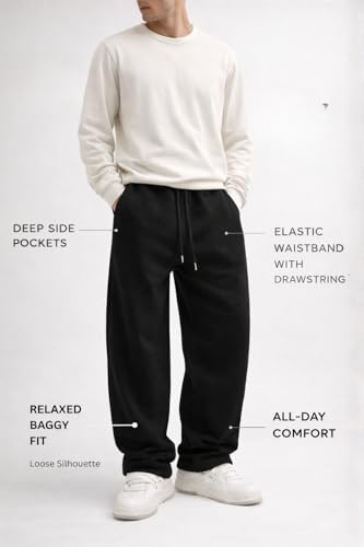 Image of Rockwell Men's Baggy Sweatpants | Cotton Terry Relaxed Fit Joggers for Men | Oversized Streetwear Track Pants | Casual Gym & Everyday Wear| 007