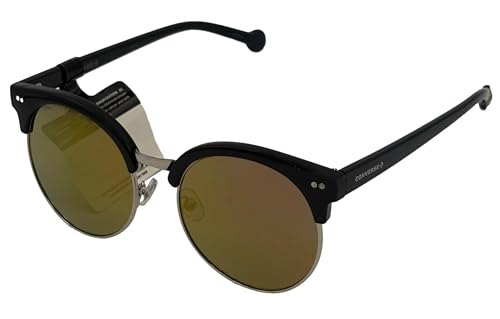 Converse Mens Soft Round Black Metal Sunglass, Flash Lens H083