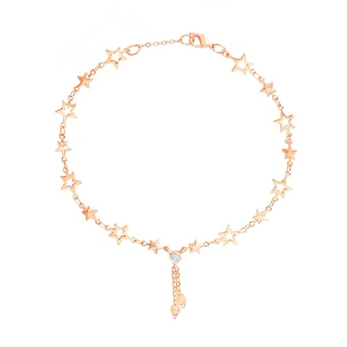 Image of MINUTIAE Fashion Anklet With Solitaire Crystal Diamonds Painjan Payal Leg Chain Foot Jewellery For Women and Girls
