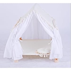 Pet House Tent Dog Kennel cat Kennel Spring and Summer Seasons can be dismantled and Washed Cute Princess Room Small Dog Teddy Bed.(White)