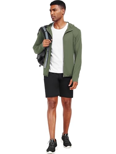 Image of NELEUS Men's Workout Fishing Shirts UPF 50+ Light Jacket Full Zip Sun Protection Long Sleeve Hoodie for Men Hiking